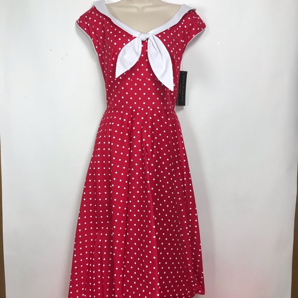 Stop Staring Red/White Polka Dot Swing Dress NWOT